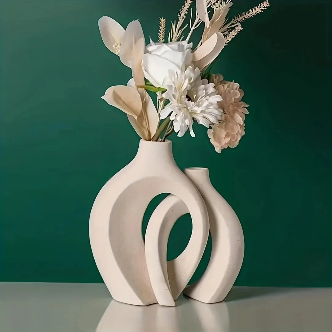 Aruna Keramikvasen Set – 2-teilig, Nordisches Design - Image 4