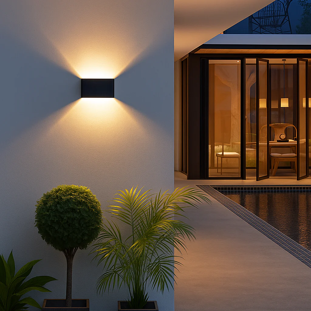 Avelin LED-Wandleuchte aus Aluminium und Glas - Image 9