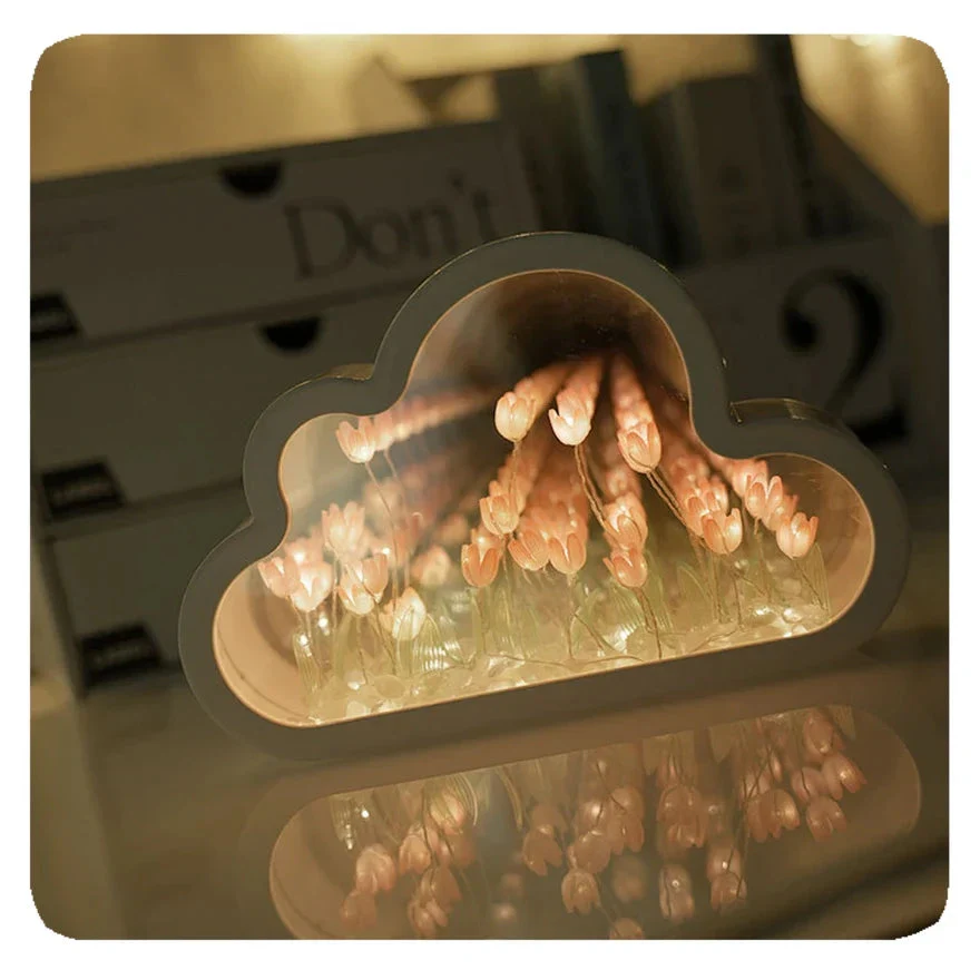 Florina LED-Tischlampe mit Spiegeleffekt und Tulpenmotiv - Image 9