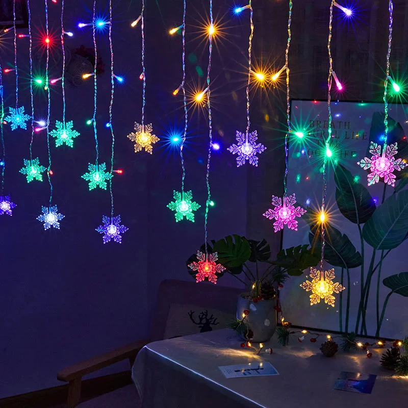 FrostiGlow LED-Schneeflockenvorhang – Dekorative LED-Beleuchtung für Innenräume - Image 4