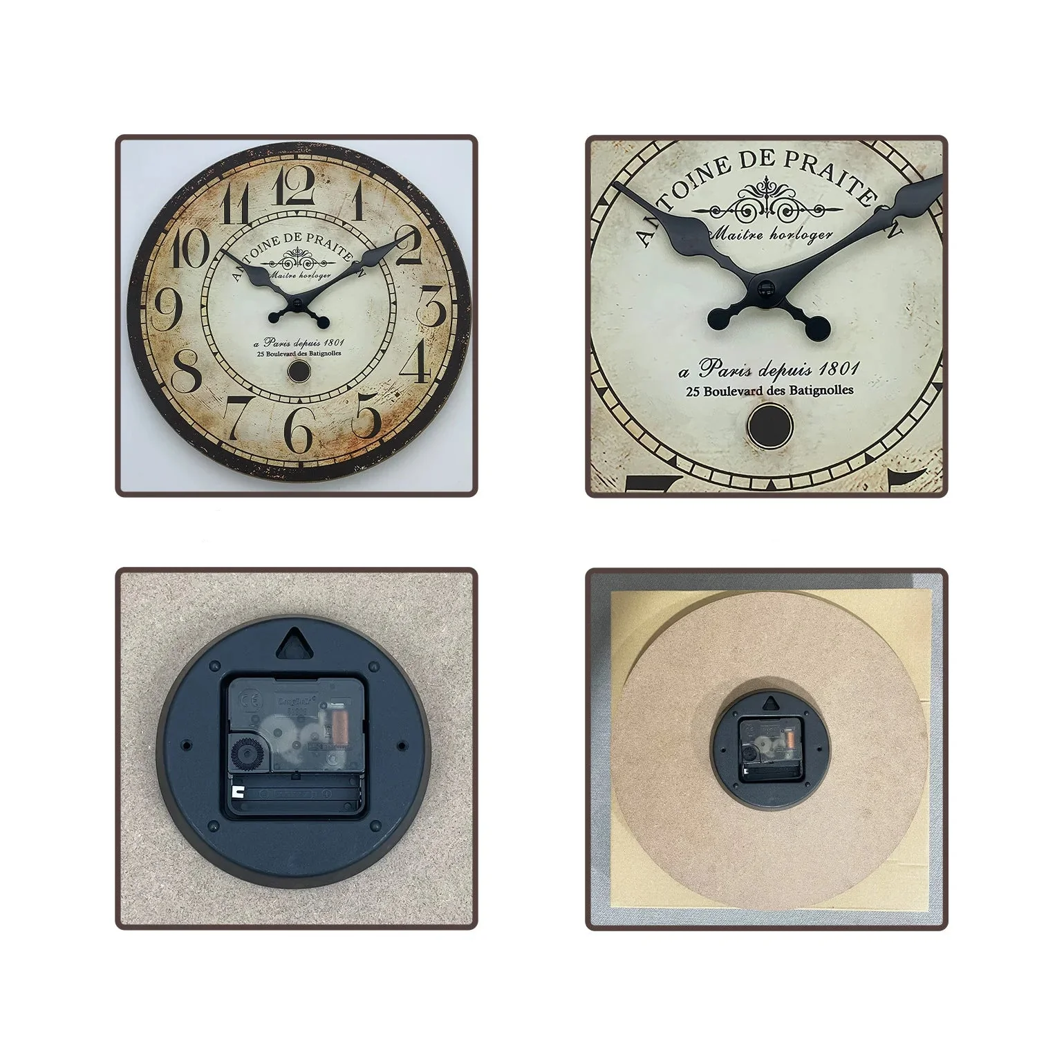 Parisio Wanduhr – Runde Holz-Uhr mit Quartzwerk (verschiedene Größen) - Image 3