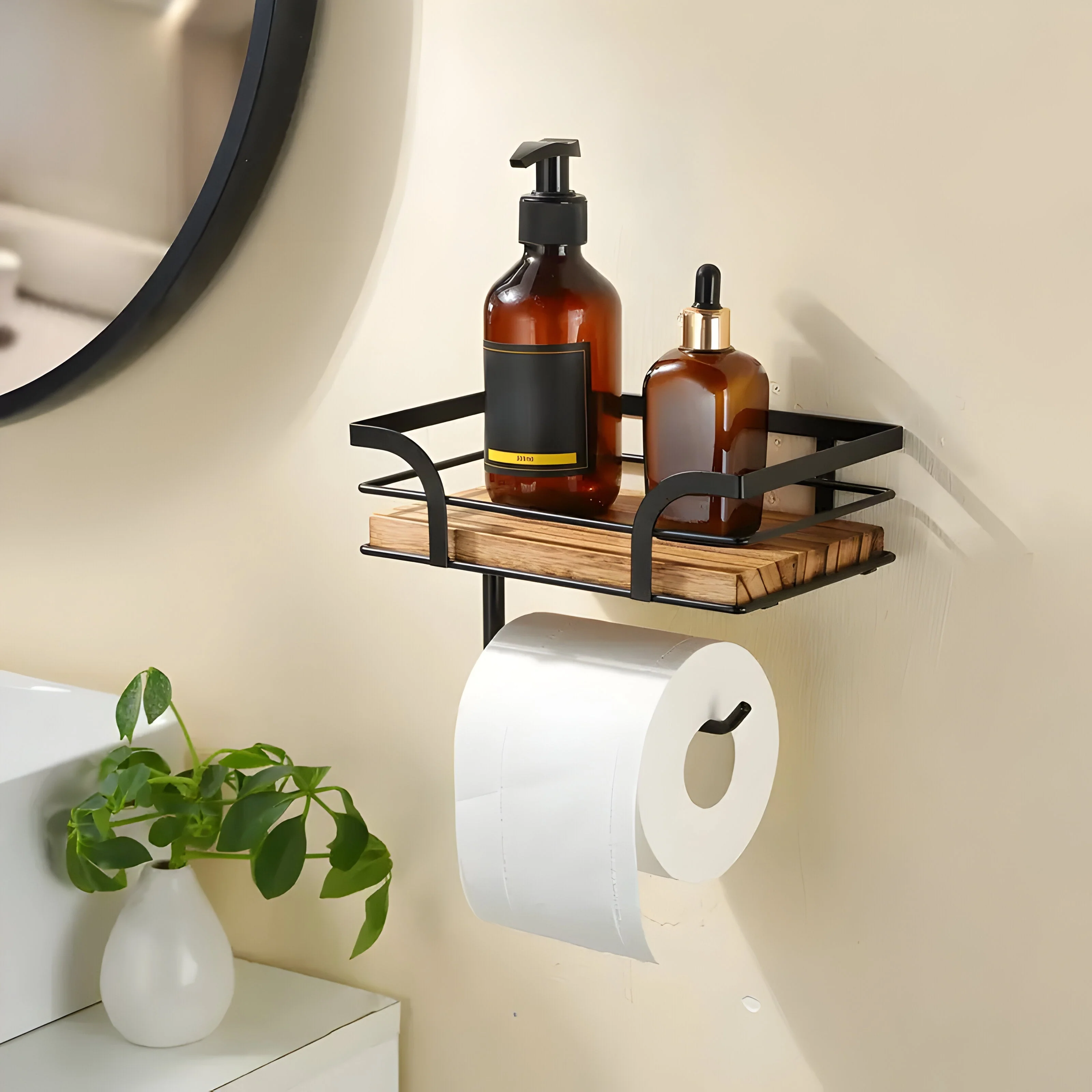 Praktisches Wandregal mit Papierhalter für das Badezimmer - Image 3