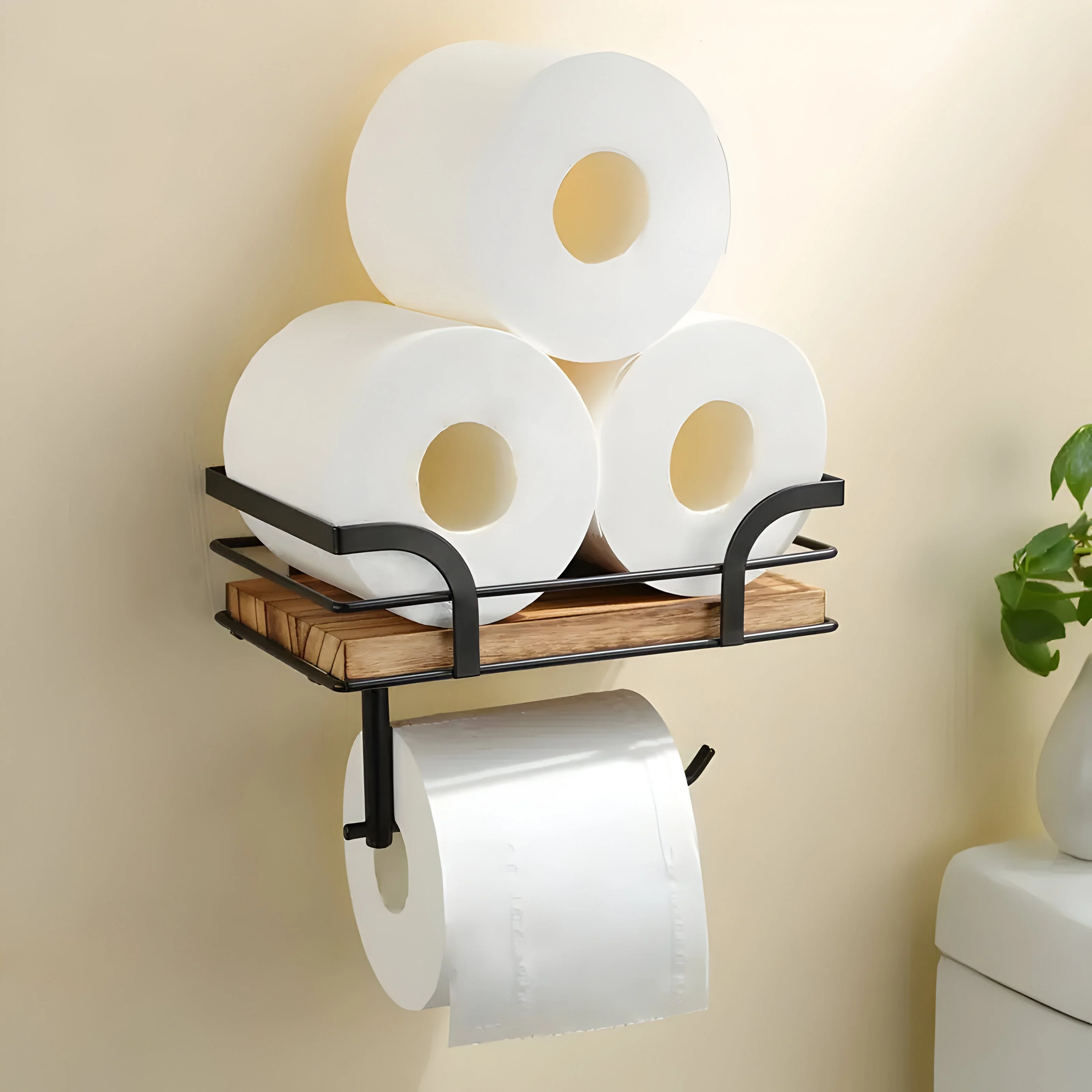 Praktisches Wandregal mit Papierhalter für das Badezimmer - Image 4