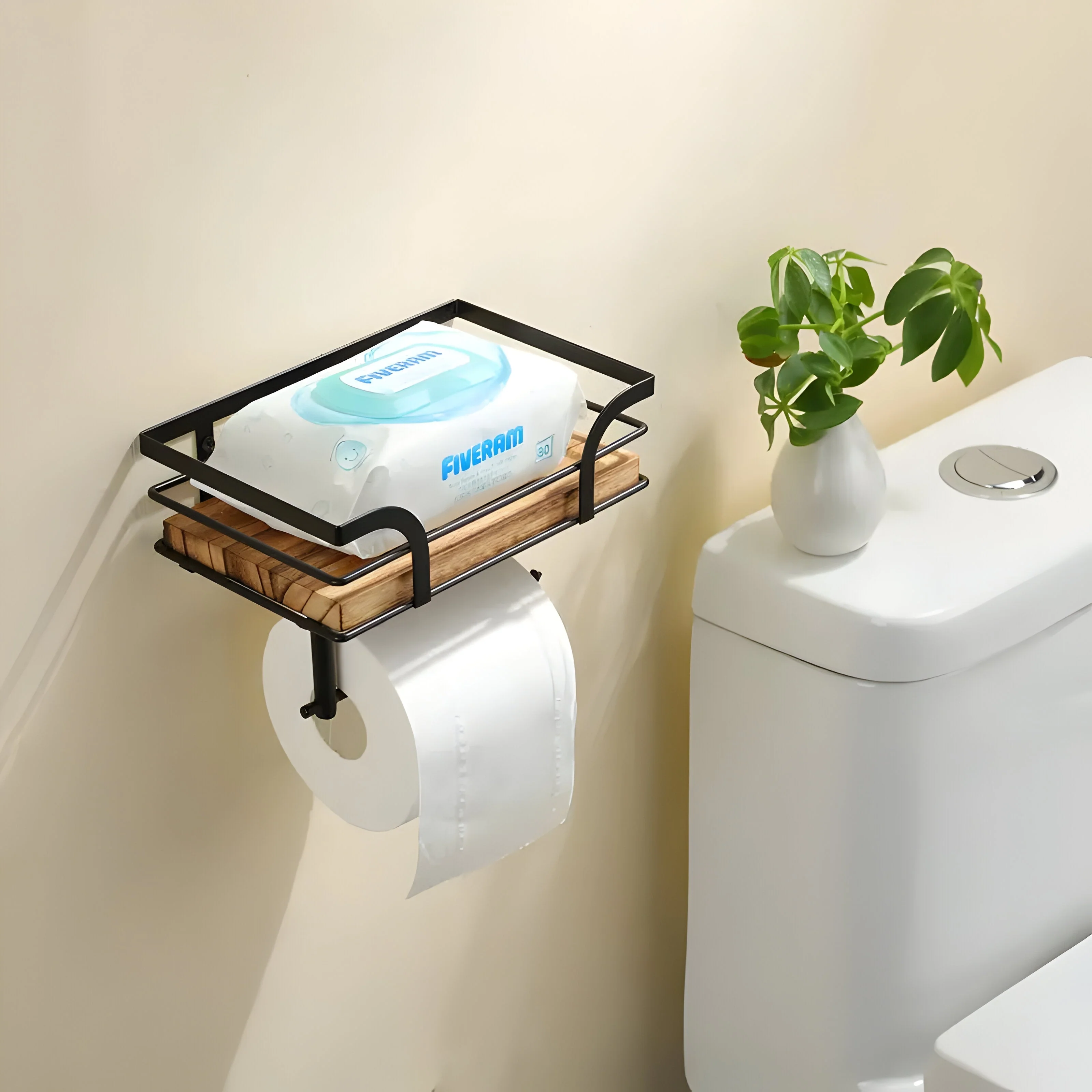 Praktisches Wandregal mit Papierhalter für das Badezimmer - Image 5