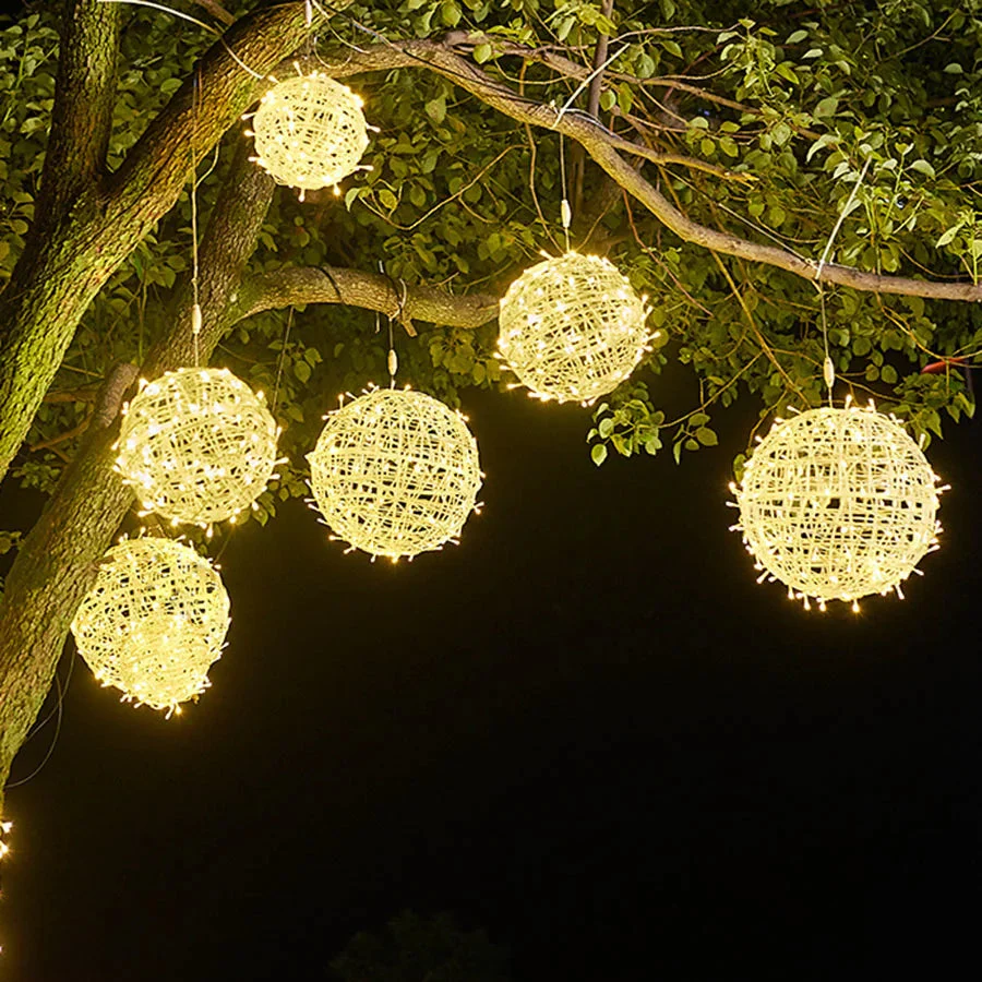 Rattina LED-Kugelgirlande – Lichterkette mit Rattankugeln für Innen- und Außenbereiche - Image 4