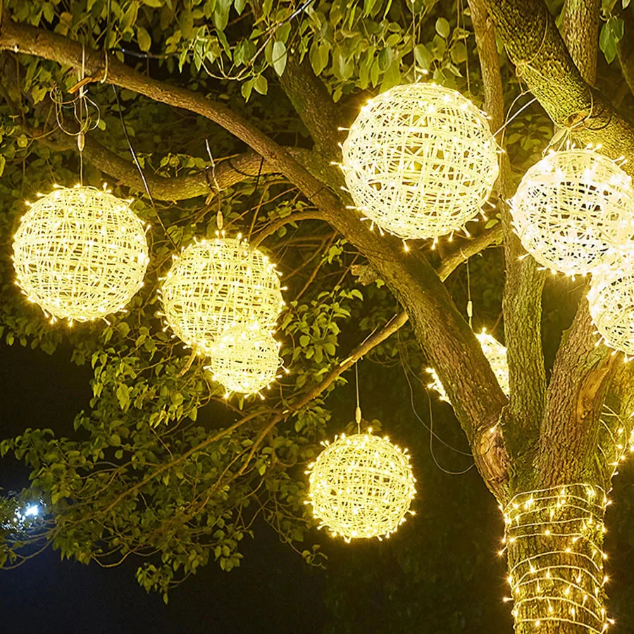 Rattina LED-Kugelgirlande – Lichterkette mit Rattankugeln für Innen- und Außenbereiche - Image 5