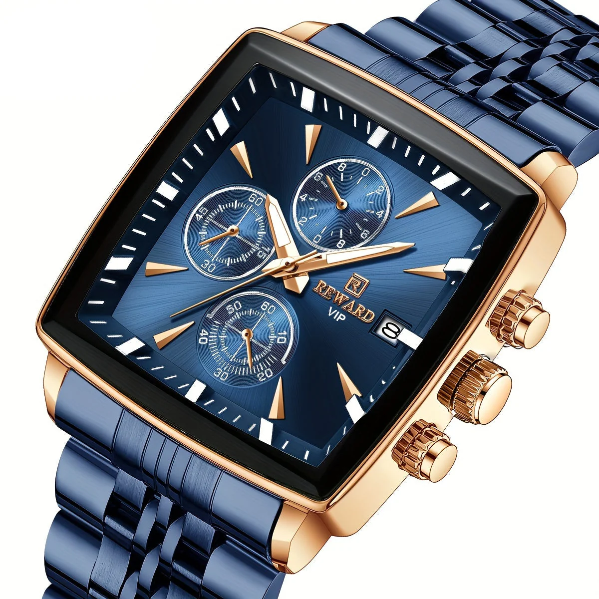 Ravaro Herrenuhr – Rechteckige Analoguhr mit Metallarmband - Image 3