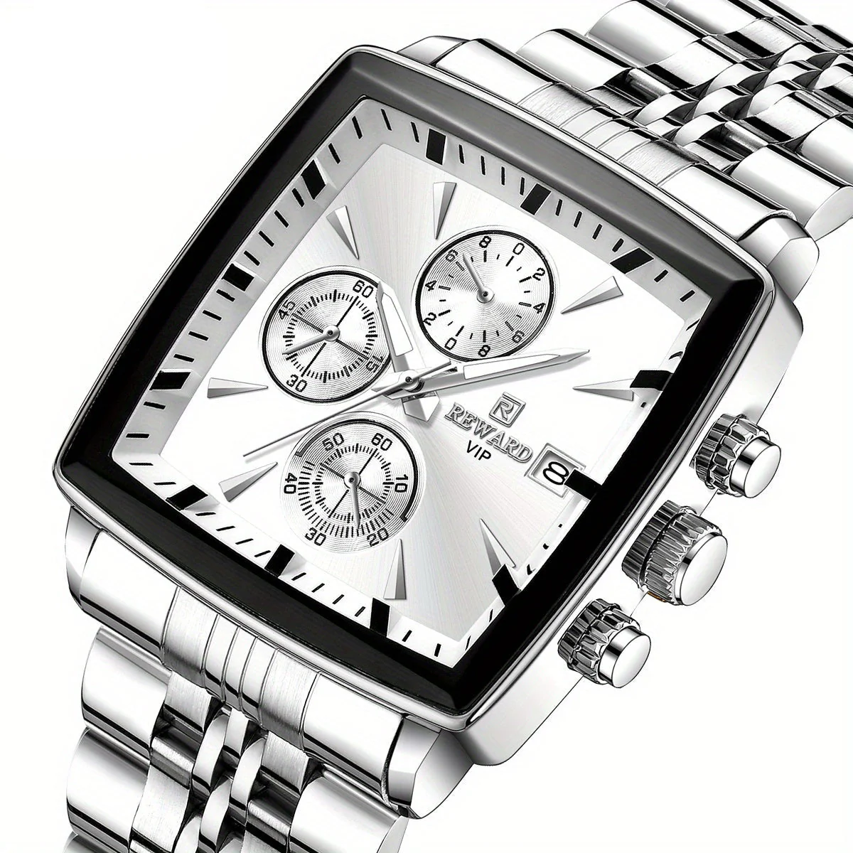Ravaro Herrenuhr – Rechteckige Analoguhr mit Metallarmband - Image 4