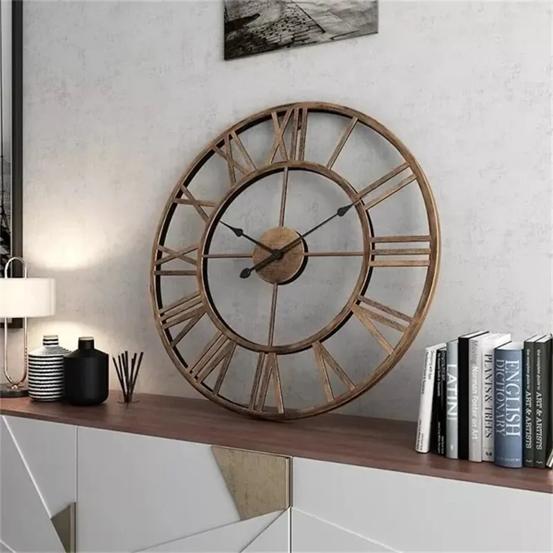 Rundaro Metall-Wanduhr – Runde Quarzuhr mit römischen Ziffern (40 cm) - Image 10