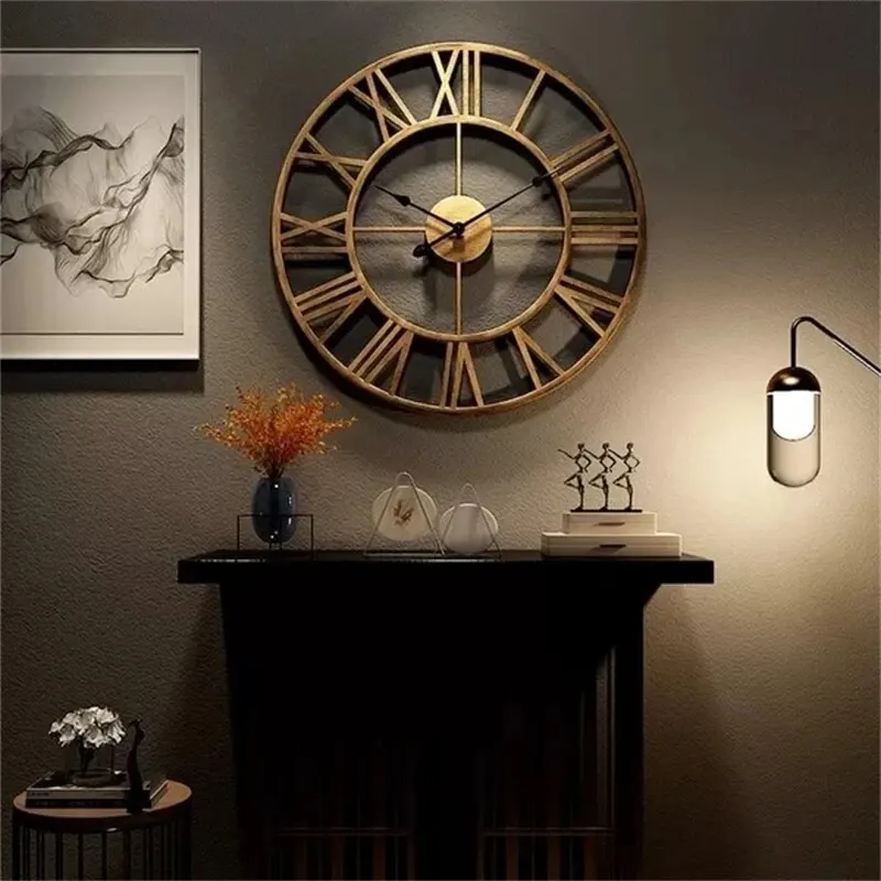 Rundaro Metall-Wanduhr – Runde Quarzuhr mit römischen Ziffern (40 cm) - Image 8