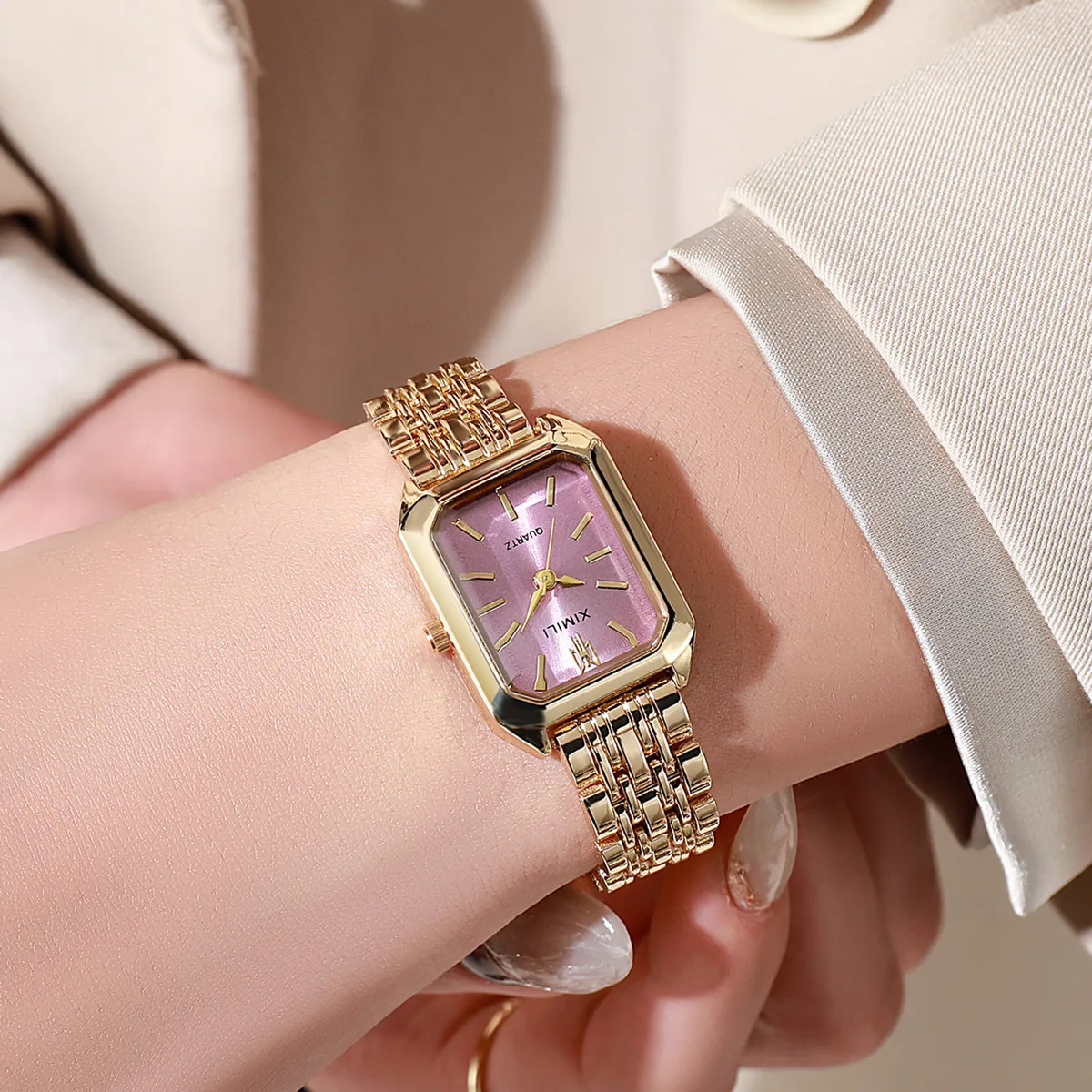 Seriva Quarzuhr – Rechteckige Damenarmbanduhr mit Metallarmband - Image 6