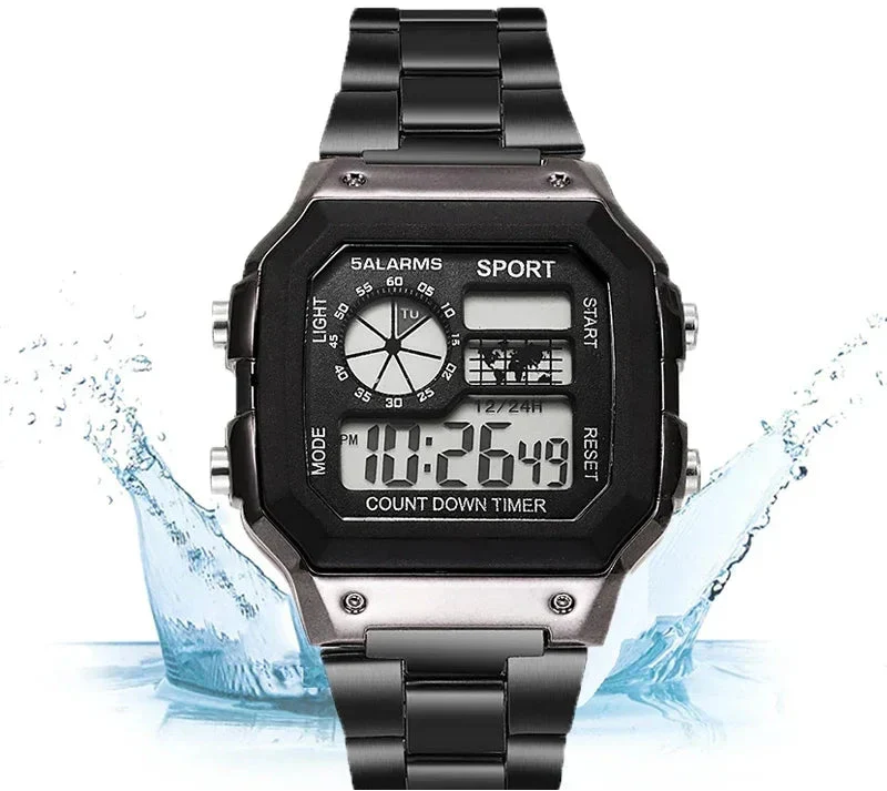 Varston Digitaluhr – Unisex-Modell mit Digitalanzeige und Edelstahlarmband - Image 4