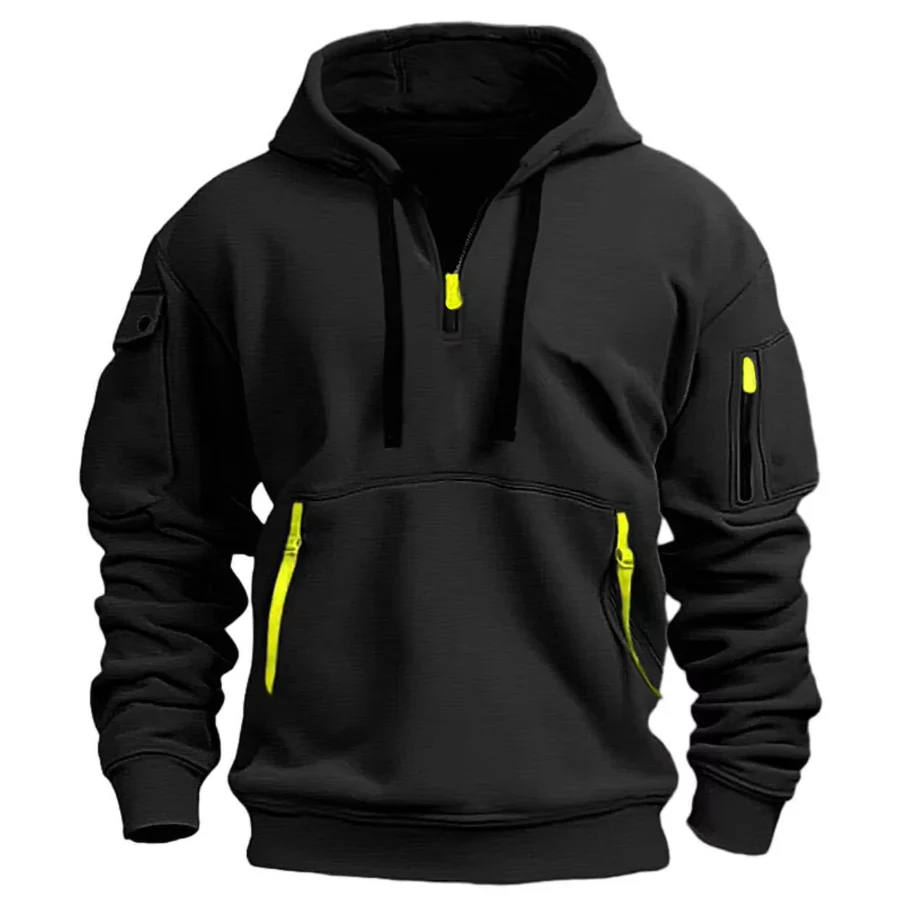 Zarello Hoodie mit halbem Reißverschluss und Taschen in lockerer Passform für Alltag und Freizeit - Image 4