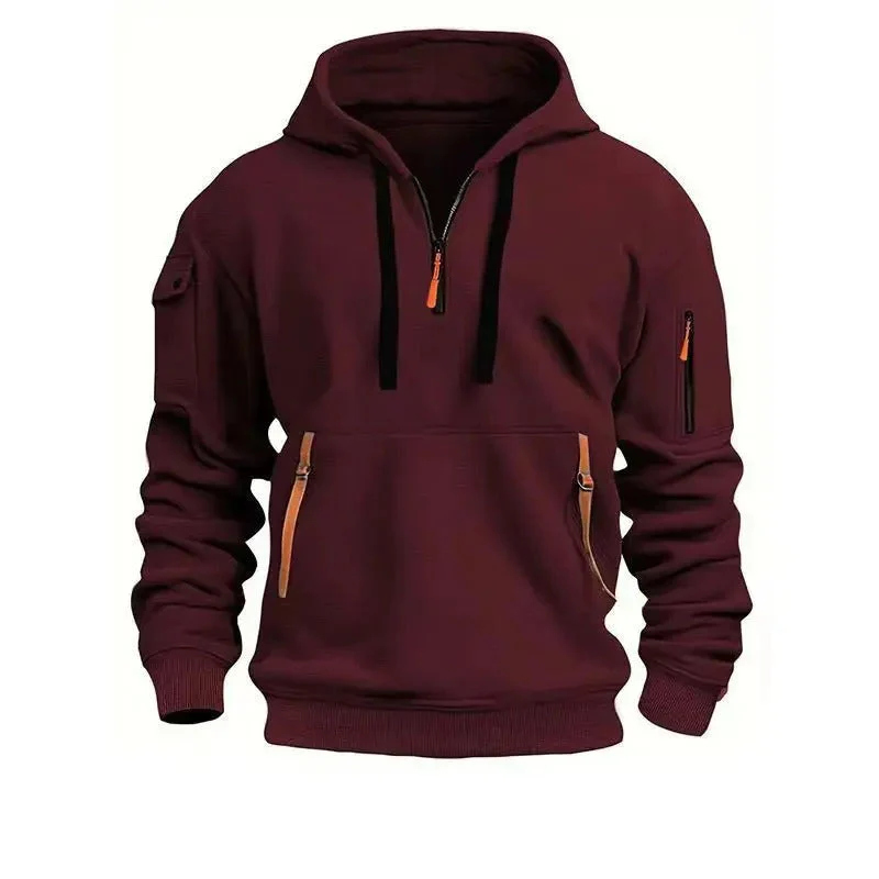 Zarello Hoodie mit halbem Reißverschluss und Taschen in lockerer Passform für Alltag und Freizeit - Image 5