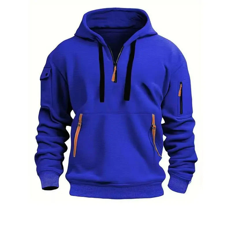 Zarello Hoodie mit halbem Reißverschluss und Taschen in lockerer Passform für Alltag und Freizeit - Image 6