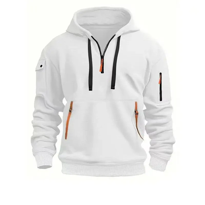 Zarello Hoodie mit halbem Reißverschluss und Taschen in lockerer Passform für Alltag und Freizeit - Image 7